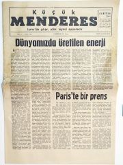 Küçük Menderes gazetesi 8 Haziran 1975 İZMİR - Gazete