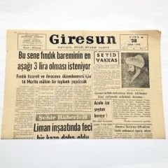 Giresun Haftalık siyasi bitaraf gazete, 28 Şubat 1958, Sayı:1 - Efemera