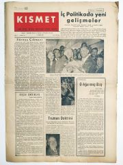 Kısmet gazetesi 17 Mart 1957 TRABZON - Gazete