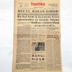 Yenifikir gazetesi, 6 Ocak 1960, Sayı:5 Adana - Efemera