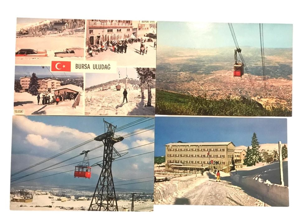 Bursa Uludağ / 4 adet Kartpostal - 1970'li yıllara ait kartpostal / Arkası yazısız