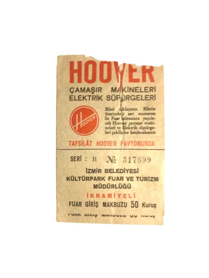 İzmir Fuarı Hoover reklamlı, giriş bileti
