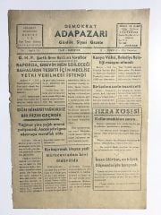 Demokrat Adapazarı Gazetesi - 11 Temmuz 1966