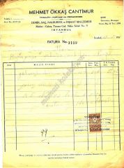 GAZİANTEP, Mehmet Ökkaş CANTİMUR - Nalburiye - Fatura - Efemera
