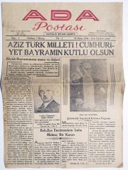 1. sayı 29 Ekim 1946 tarihli Ada Postası gazetesi ADAPAZARI - Eski Gazete