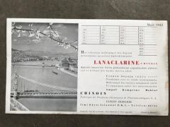 Lanaclarine - Chinoin 1943 yılı, kurutma kağıdı takvim