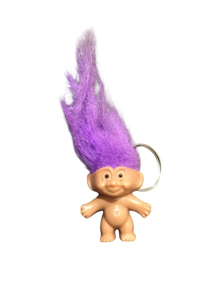 Mor saçlı Troll bebek - Eski Anahtarlık