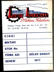 Ahmet GÜLERHAN Makara Fabrikası - Etiket