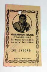 Gazanfer Bilge Otobüsleri - Bagaj kuponu - Efemera
