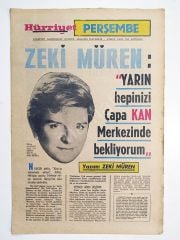 Zeki Müren kan bağışı / Hürriyet Perşembe 19 MART 1970 - Gazete