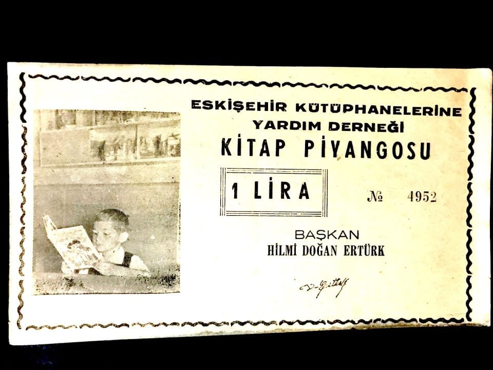 Eskişehir kütüphanelerine yardım derneği Kitap Piyangosu - 1959