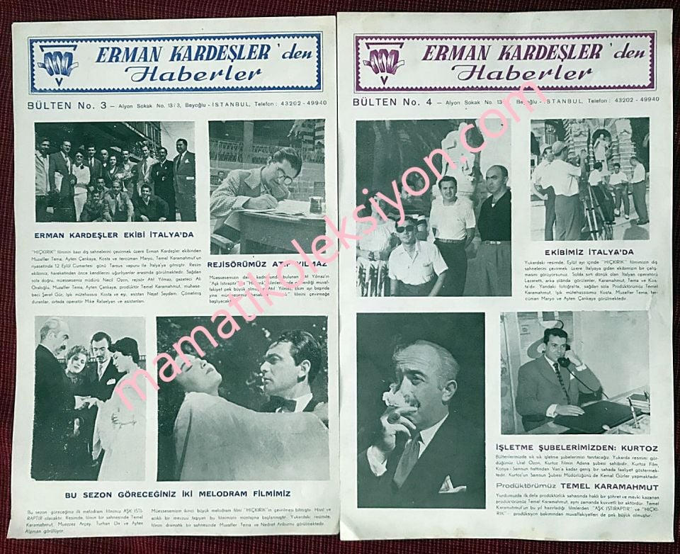 Erman Kardeşler'den Haberler - 1, 3, 4, 5, 6. sayı - (Arka sayfaları baskısızdır.Tek yaprak bülten) NADİRRR