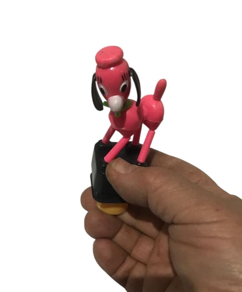 1960'lar - Hareketli, pembe kaniş köpek (Alt kaidesi yok.Parmak ile hareketleniyor)