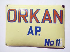 Orkan Apartmanı - 25x35 cm. Emaye levha