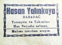 Hasan Yalınkay Babadağ - Torsuyon ve takımları / 5x7 etiket- Efemera