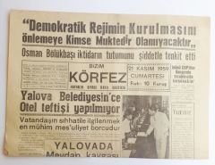 Yalova Bizim Körfez gazetesi, 21 Kasım 1959 - Efemera
