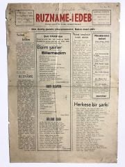 Ruzname-i edeb Gazetesi - ANKARA / Edebiyat Enstitüsü / 15 Aralık 1954