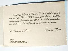 Kadıköy Süreyyapaşa Salonu - 1954 tarihli düğün davetiyesi
