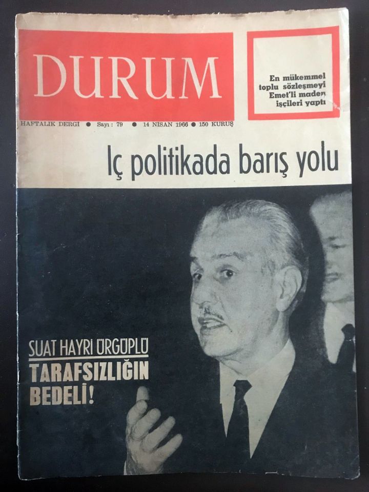 Durum Haftalık Dergi Sayı:70 1966 - Suat Hayri ÜRGÜPLÜ kapaklı
