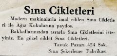 Sına cikletleri DENİZLİ 5x10  cm. / Dergi, gazete reklamı - Efemera