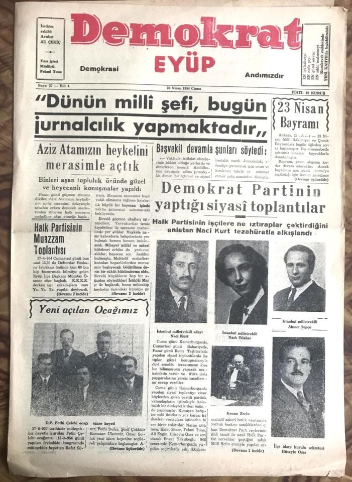 Demokrat Eyüp Gazetesi - 23 Nisan 1954 / Eski gazeteler