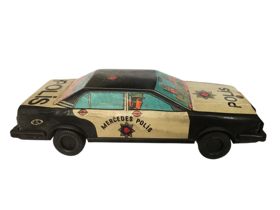 Teneke MERCEDES Polis arabası / Gürel Oyuncak (Büyük boy)