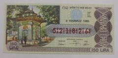 9 Temmuz 1983 Dörtte bir bilet - Piyango bileti - Efemera