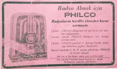 Radyo almak için Philco - CHP umum şubelerine Philcoyu tercih etmiştir. - Gazete. dergi reklamı