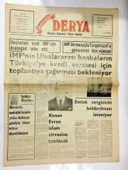 Mersin Derya gazetesi, 12 Ocak 1984 Mersin - Efemera