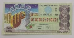 31 Aralık 1985 - Dörtte bir bilet - Milli Piyango bileti - Efemera