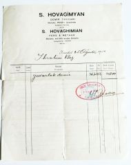 S. HOVAGİMYAN / Demir tüccarı 1934 yılına ait fatura - Efemera