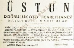 Üstün Doğruluk oto Ticarethanesi - Konya Ereğli  Gazete Reklamı - Efemera