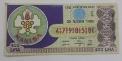 30 Nisan 1985 - Dörtte bir bilet - Milli Piyango bileti Manisa - Efemera