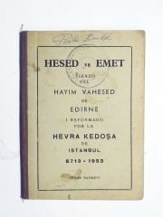 Hesed ve Emed Tırado del Hayım Vahesed de Edirne - Kitap