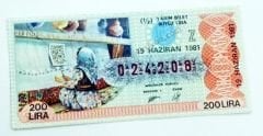 19 Haziran 1981 Yarım bilet - Milli Piyango bileti  Halıcılık temalı - Efemera