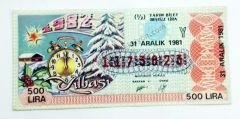 31 Aralık 1981 Yarım bilet - Milli Piyango bileti - Efemera