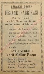 Sümerbank Fesane Fabrikası, - Dergiden çıkma reklam Tekstil giyim kuşam efemeraları, Sümerbank, - Efemera