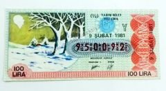 9 Şubat 1981 Yarım bilet - Milli Piyango bileti - Efemera