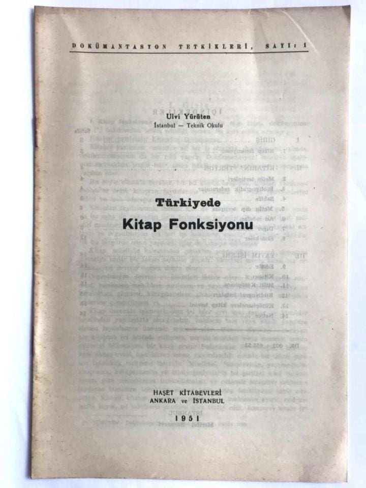 Türkiyede kitap fonksiyonu - Ulvi YÜRÜTEN / İstanbul Teknik Okulu