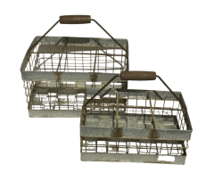 Çok şık, dekoratif 2 adet metal süt kasası