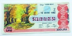 19 Ekim 1982 - Yarım bilet - Milli Piyango bileti - Efemera