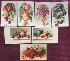 Meyveler - 7 adet yaklaşık yüz yıllık kartpostal