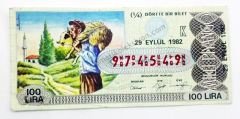 29 Eylül 1982 Dörtte bir bilet - Milli Piyango bileti - Efemera