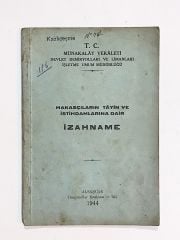 Makasçıların Tayin ve İstihdamlarına Dair İzahname 1944 - Kitap