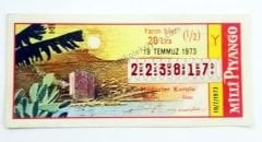 19 Temmuz 1973 Yarım bilet - Milli Piyango bileti - Efemera