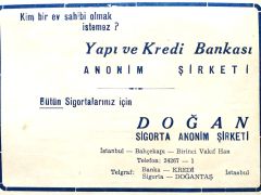 Yapı ve Kredi Bankası - Doğan Sigorta Anonim Şirketi / Dergi, gazete reklamı - Efemera