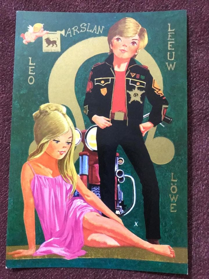 Aslan burcu - 1970'li yıllara ait kartpostal / Arkası yazısız