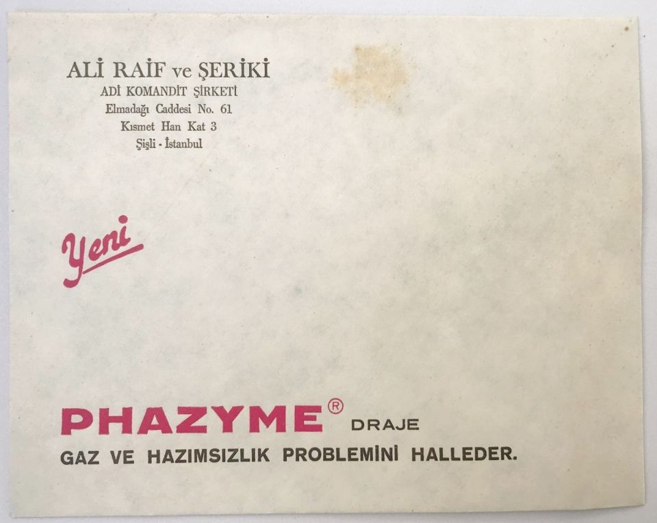 Phazime Draje - Ali Raif ve Şeriki / Antetli zarf