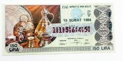 19 Şubat 1984 Dörtte bir bilet - Milli Piyango bileti - Efemera