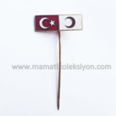Türk Bayrağı ve Kızılay - Mineli rozet